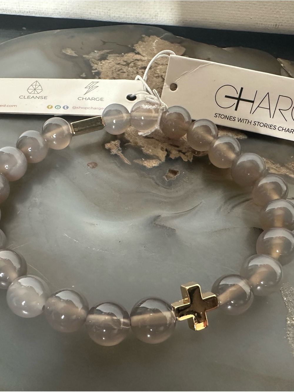 Sedona Charge+ Grey Agate Beaded Bracelet